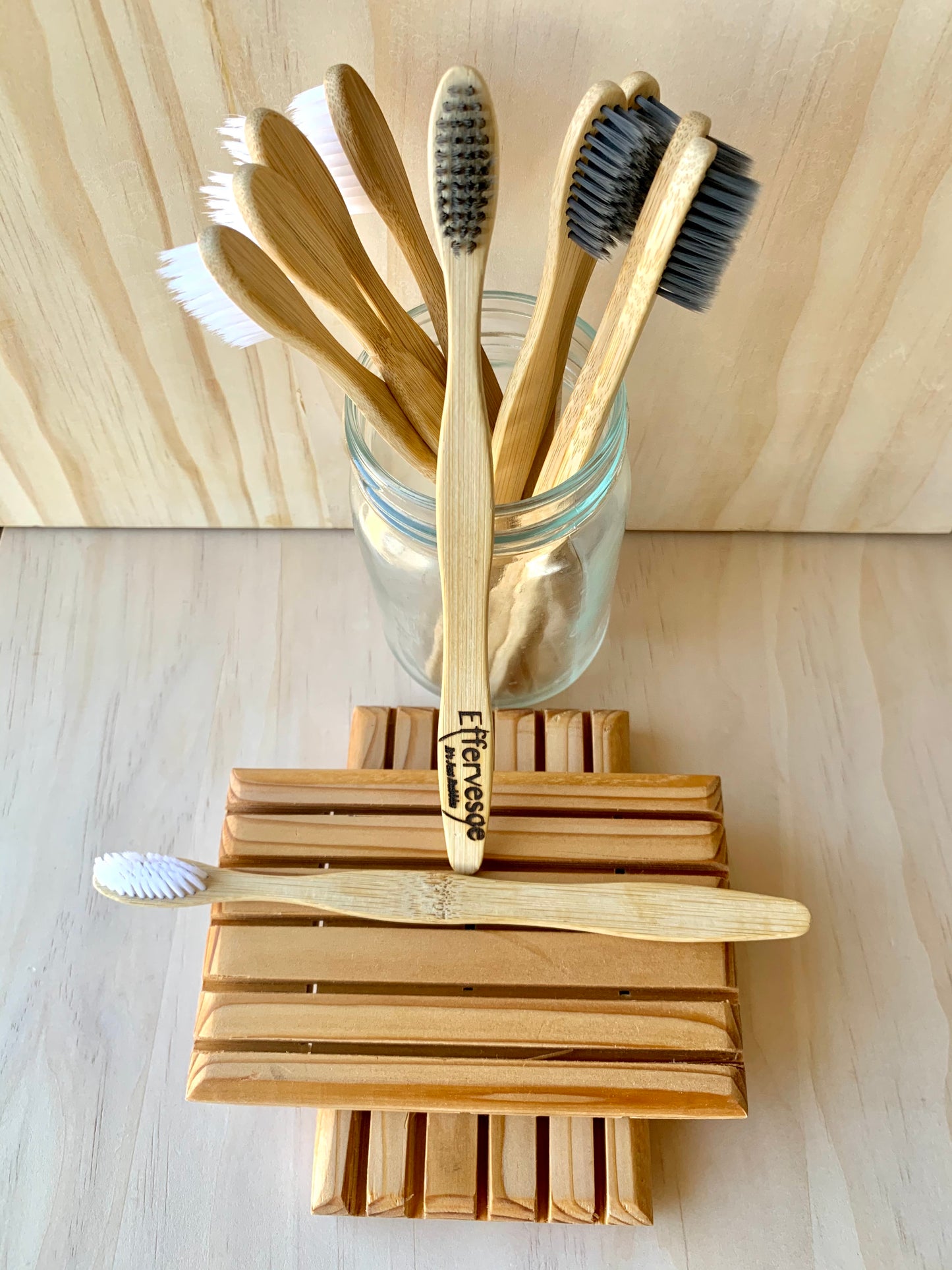Wooden Bathroom Set - Cedar Soap Saver & Bamboo Toothbrush, Effervesce.ItsJustBubbles, Wood, wooden-bathroom-set-cedar-soap-saver-bamboo-toothbrush, accessory, home, household, set, sets, woo