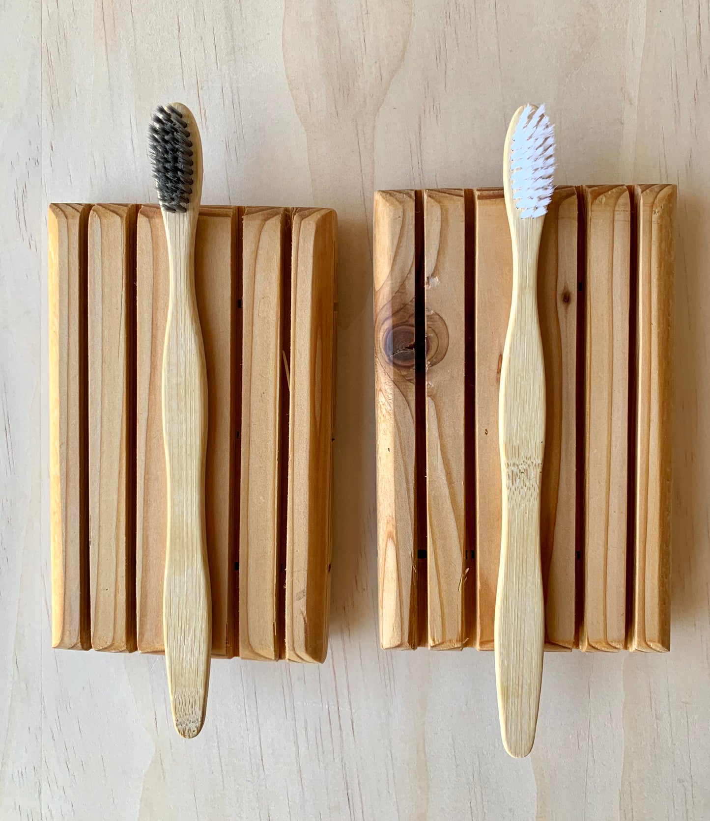 Wooden Bathroom Set - Cedar Soap Saver & Bamboo Toothbrush, Effervesce.ItsJustBubbles, Wood, wooden-bathroom-set-cedar-soap-saver-bamboo-toothbrush, accessory, home, household, set, sets, woo