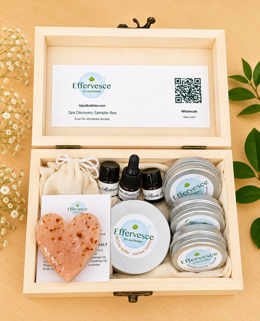 Spa Discovery Sampler Set | Complete Spa Kit with Butter, Candle, Scrub, Salve & Facial Oils