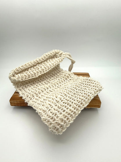 Soap Saver Bag - Sisal & Cotton Pouch - 3.5" x 5.5"