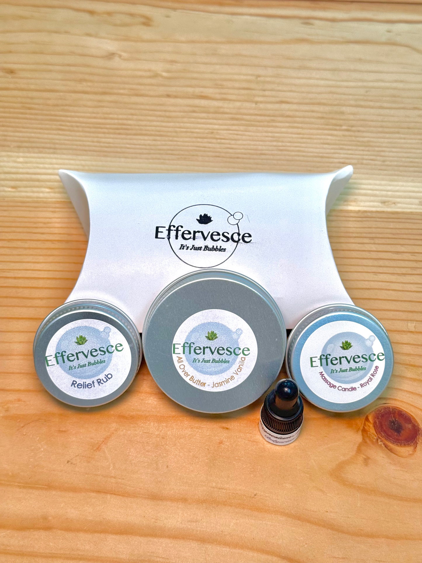 Discovery Set | Massage Pouch | Spa Kit with Massage Candle, Butter, Salve, & Magnesium Oil