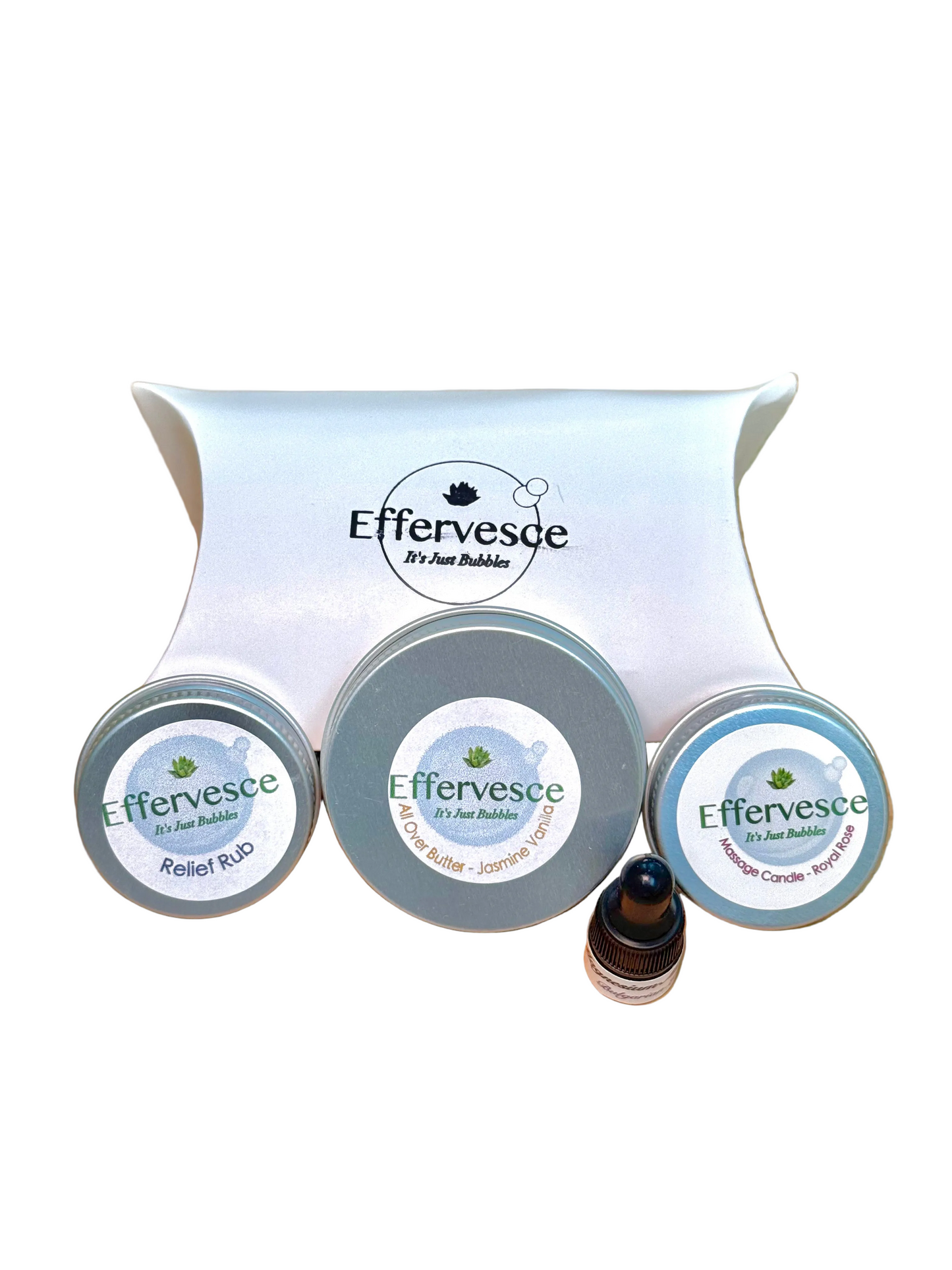 Discovery Set | Massage Pouch | Spa Kit with Massage Candle, Butter, Salve, & Magnesium Oil