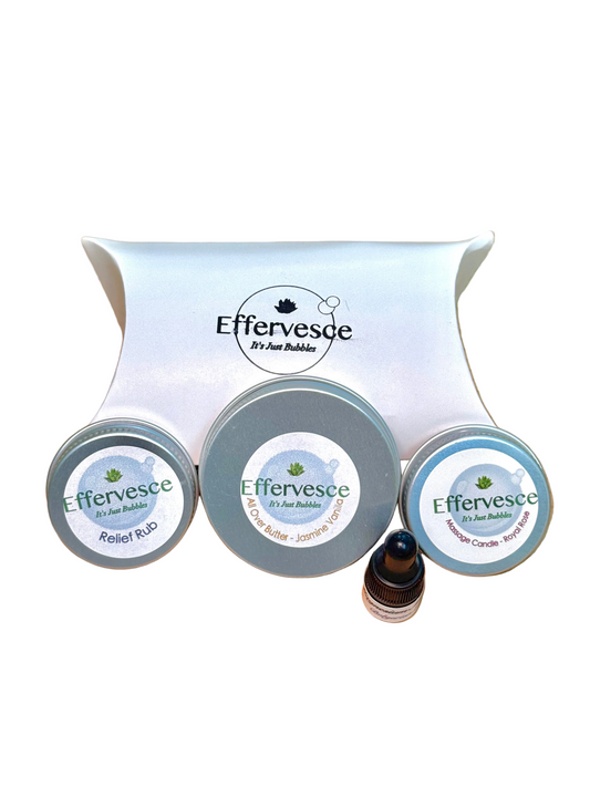 Set de Descubrimiento | Bolsita para Masajes | Kit de Spa con Vela de Masaje, Manteca, Bálsamo y Aceite de Magnesio