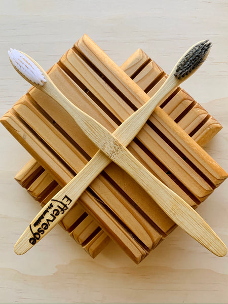 Wooden Bathroom Set - Cedar Soap Saver & Bamboo Toothbrush, Effervesce.ItsJustBubbles, Wood, wooden-bathroom-set-cedar-soap-saver-bamboo-toothbrush, accessory, home, household, set, sets, woo