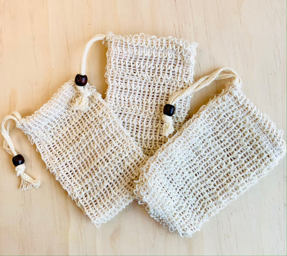 Soap Saver Bag - Sisal & Cotton Pouch - 3.5" x 5.5", Effervesce.ItsJustBubbles, Bath, soap-saver-bag-sisal-cotton-pouch-3-5-x-5-5, accessory, bath, wood